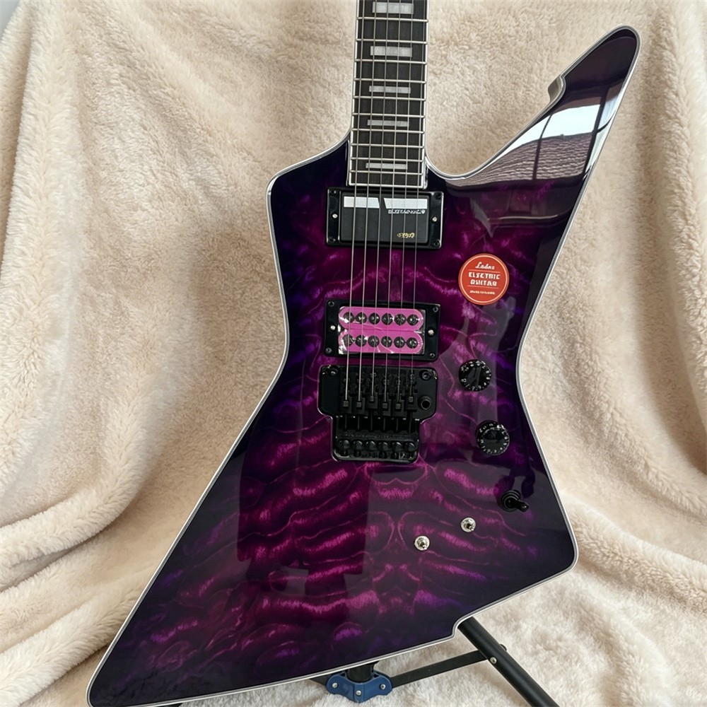 Custom Electric Guitar E-1 Trans Purple Burst Solid Mahogany Body H-H Pickup