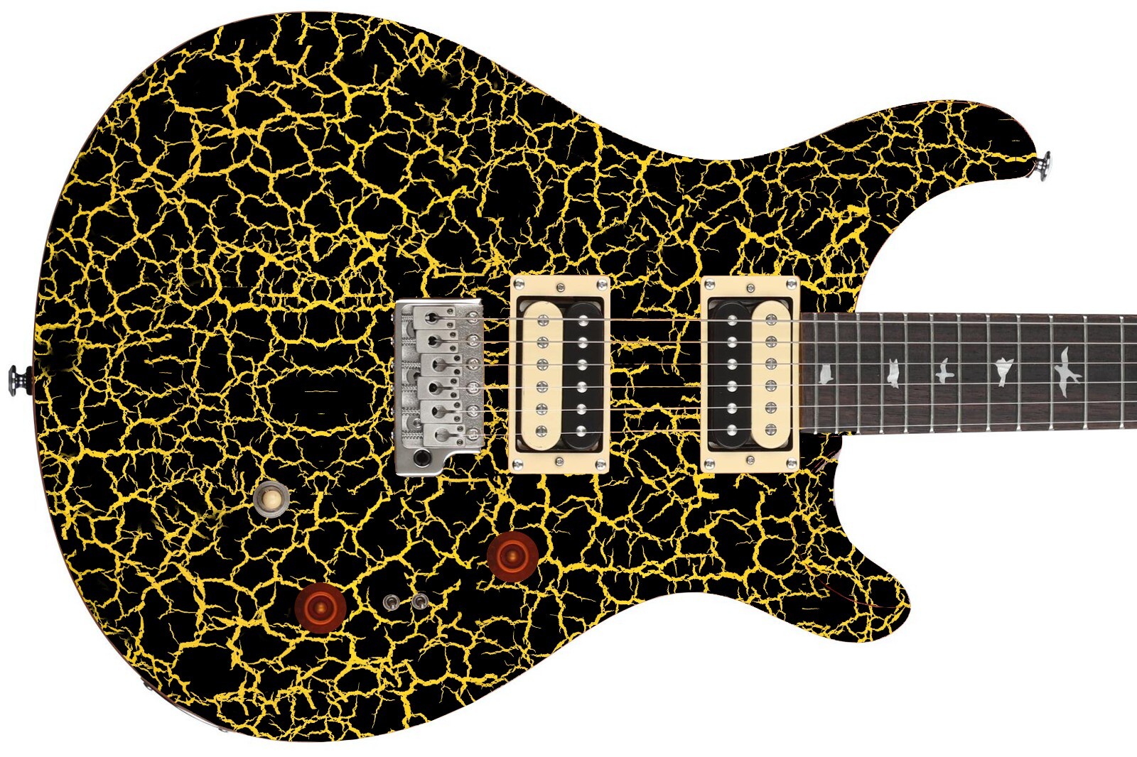 Guitar Wrap Skin Axe Re-Skin Iconic 80’s 6 Volt Crackle Back in Black 1219