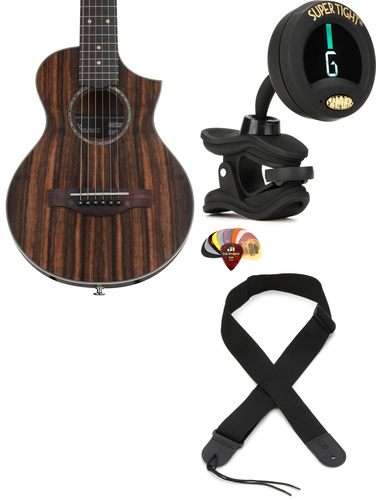 Ibanez EWP13DBO + Snark ST-8 + Dunlop PVP101 + Levy’s M8POLYA-BLK Value Bun