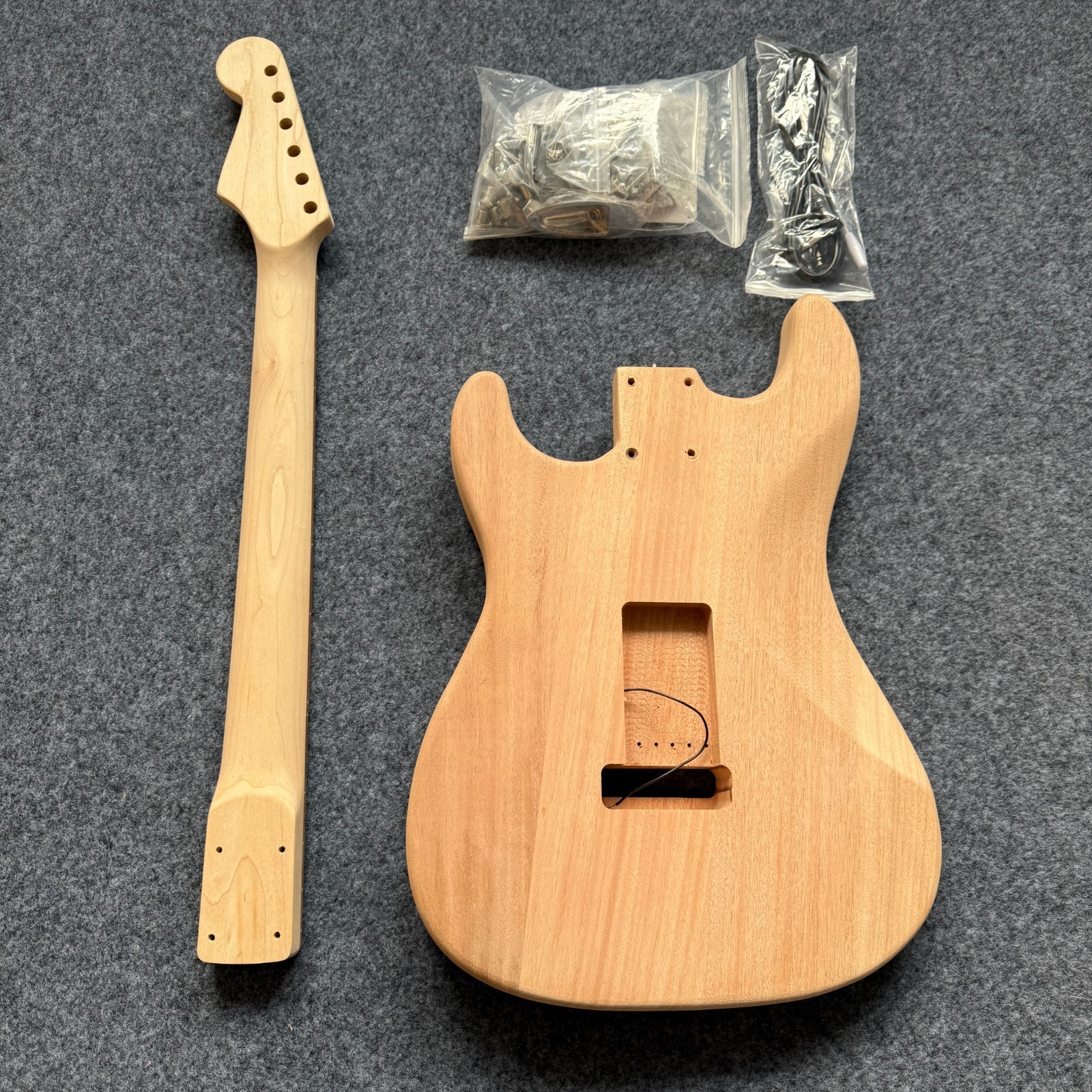 Original Wood Color ST Electric Guitar Components with Accessories Fixed Bridge