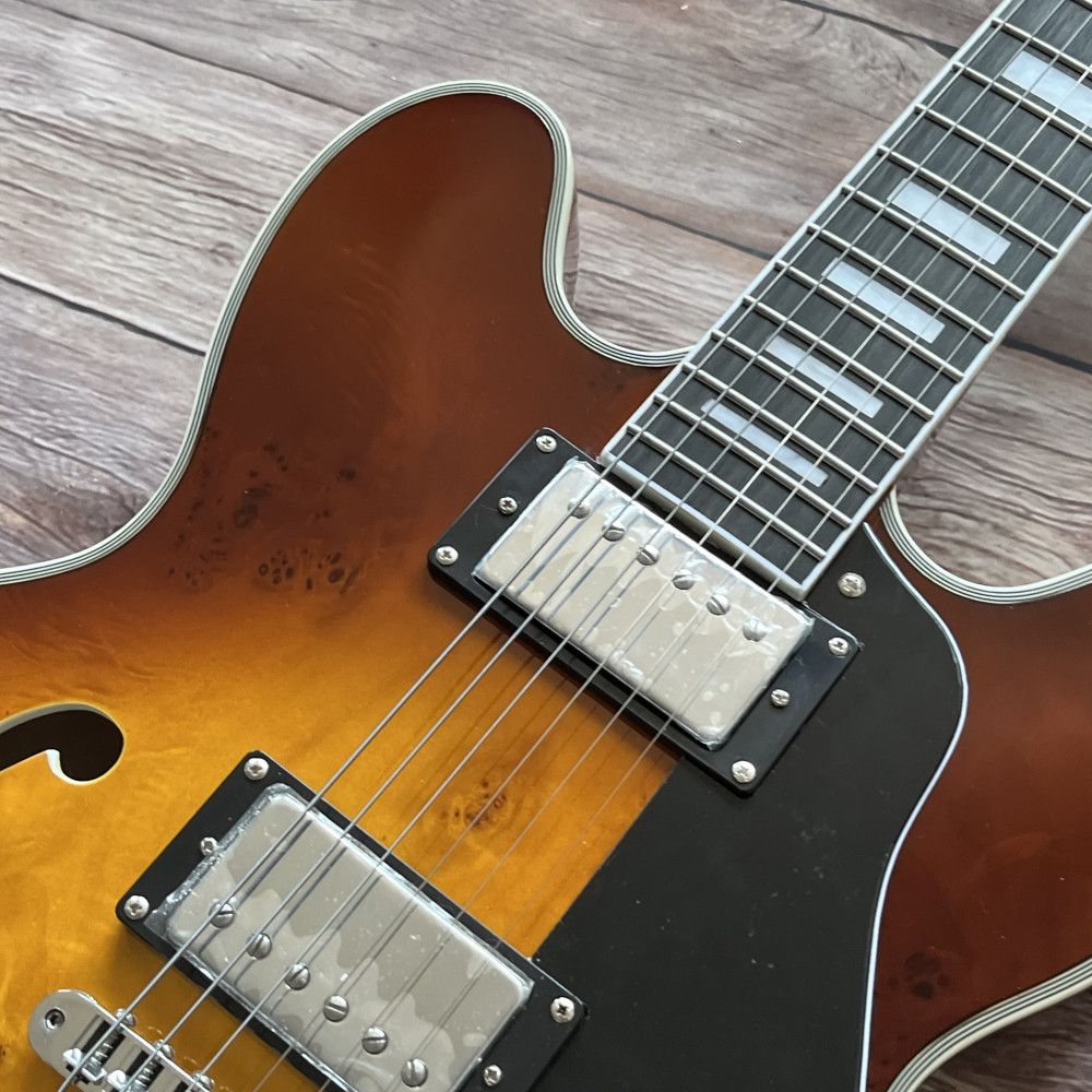 Custom 335 Sunburst Electric Guitar HH Pickups Rosewood Fretboard free shipping
