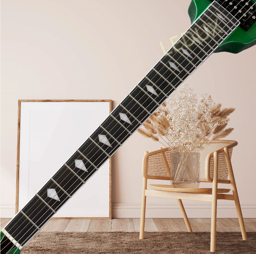 V shape 24 frets metallic green Electric Guitar black Part Mahogany Body&Neck
