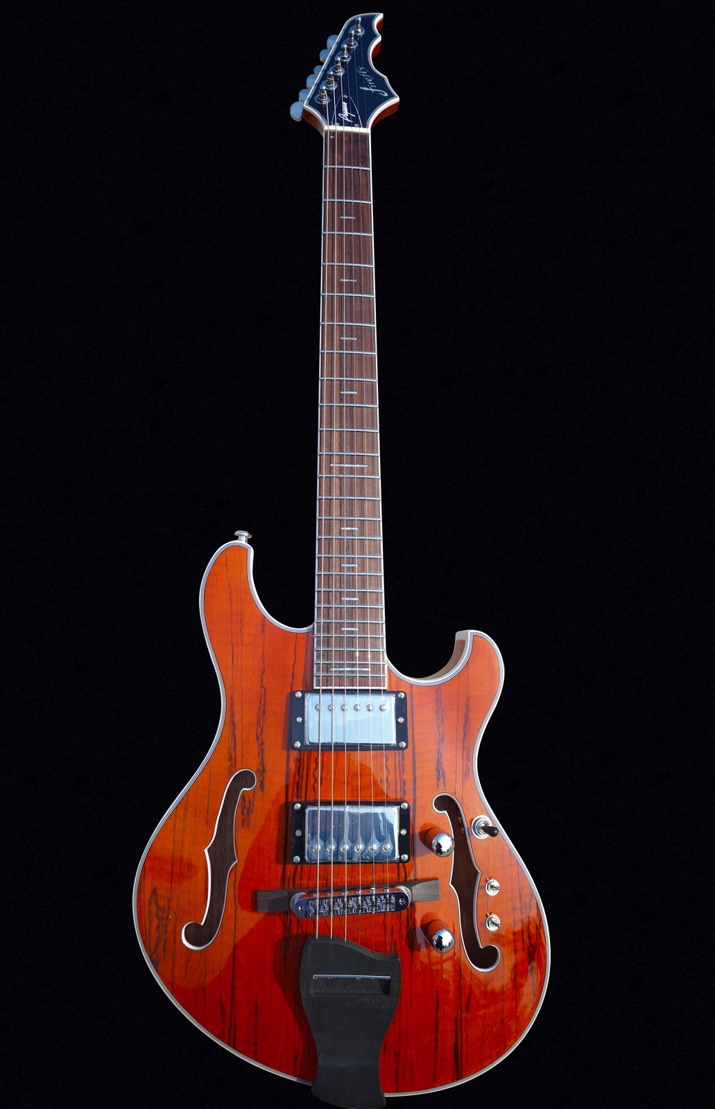 Firefly Pegasus Spalted Maple Hollow Body Electric Guitar Transparent Brown