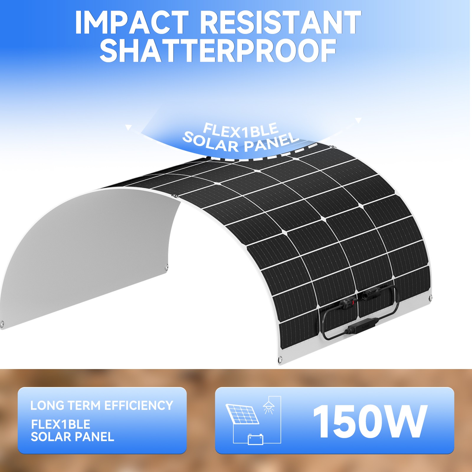 150Watt Mono Solar Panel 12V Battery Charging RV Home Off-Grid Boat Power Carava