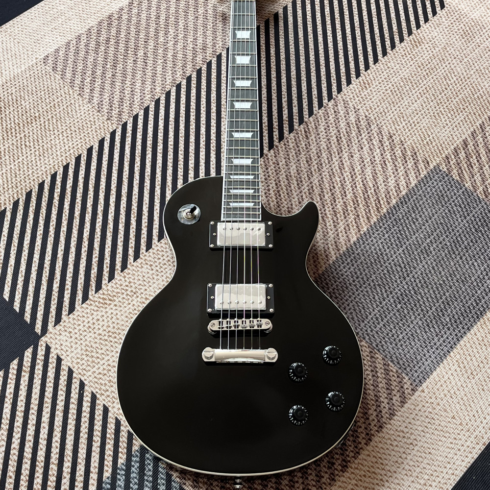 In stock Black Standard electric guitar Chrome hardware 6 strings free shipping