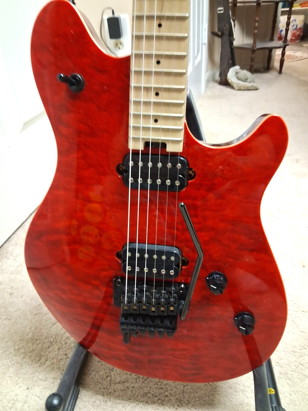 EVH Wolfgang Special Guitar CUSTOM RED QUILT Floyd Rose- HARD SHELL case & KEY!