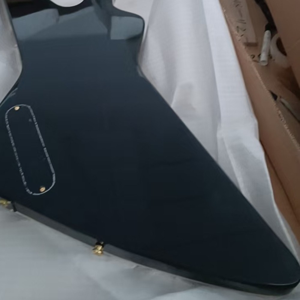 No Brand Custom X‑Plorer Gloss Black Electric Guitar Gold Hardware 22Fret ShipUS