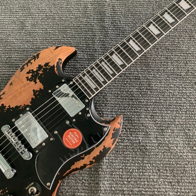 solid S-G electric guitar aged black bone nut Rounded fret Edge stainless Fret