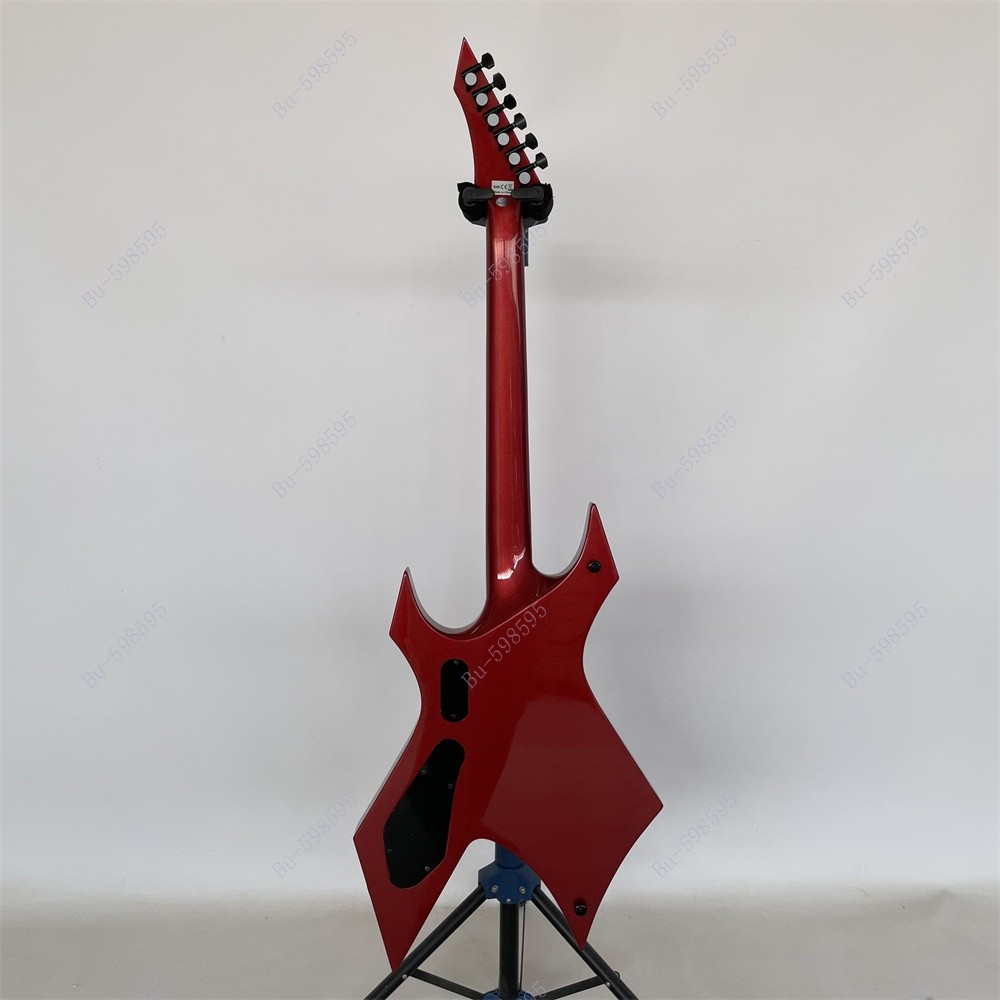 Ledux Solid Body Electric Guitar Stainless Rounded Fret Edge Fixed Bridge Red