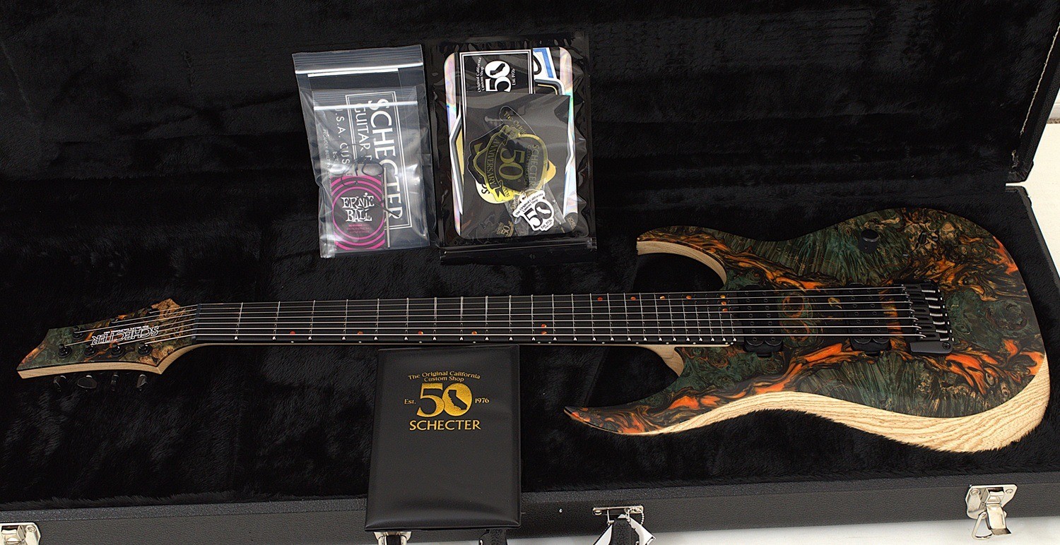 Schecter USA Custom Sunset Extreme 7 Stabilized Top Guitar 2039