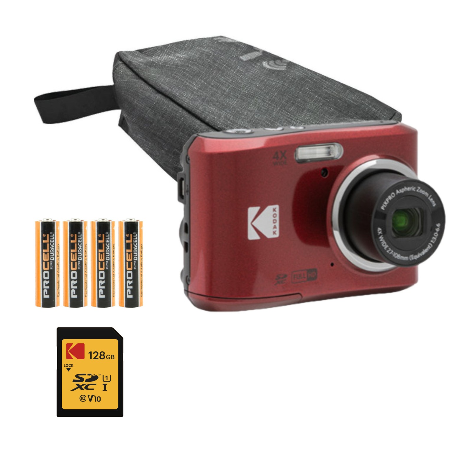 Kodak PIXPRO FZ45 Friendly Zoom Red Digital Camera and Travel Case Bundle