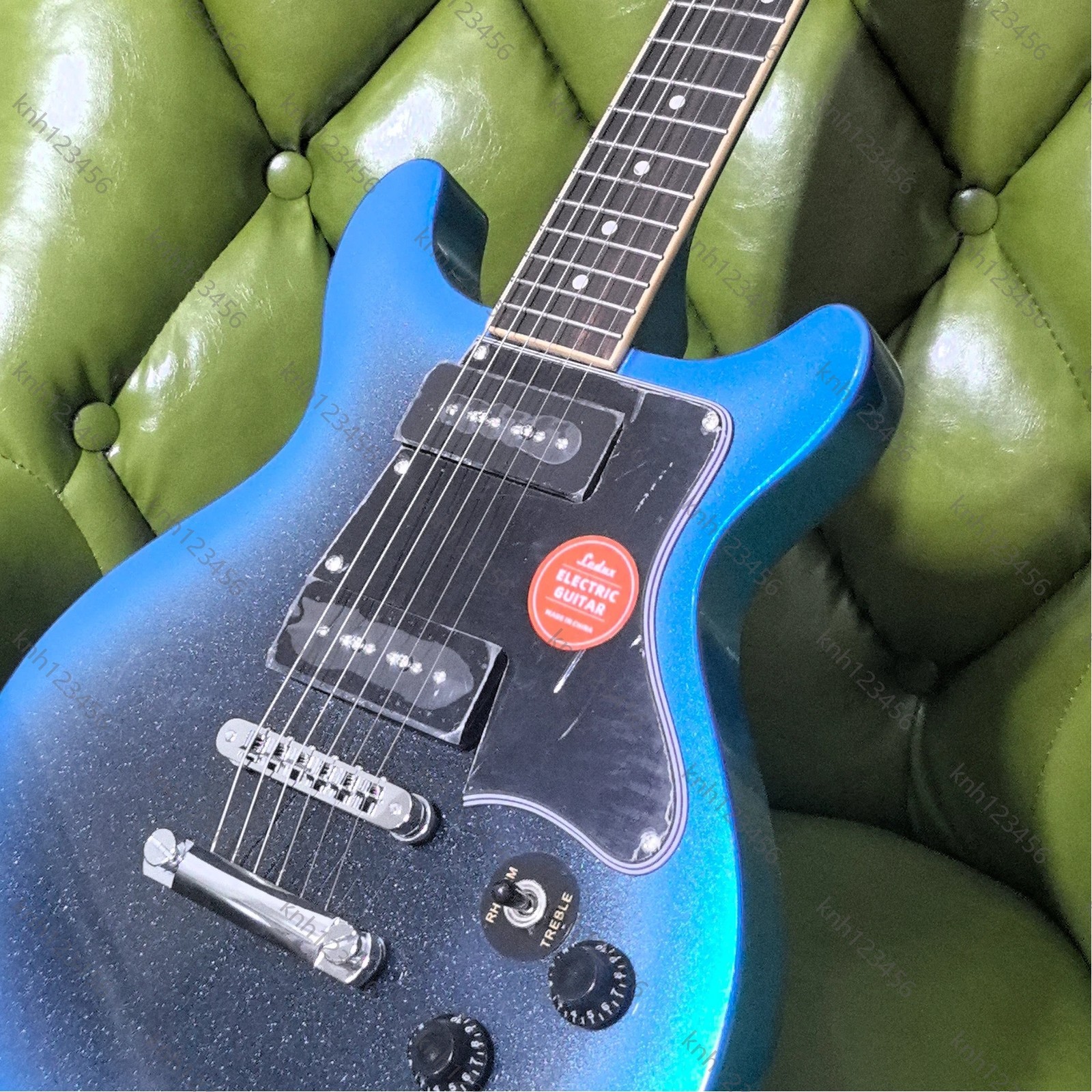 Small Twin Notch Electric Guitar Blue Black Gradient Dual P90 Pickups Free Ship