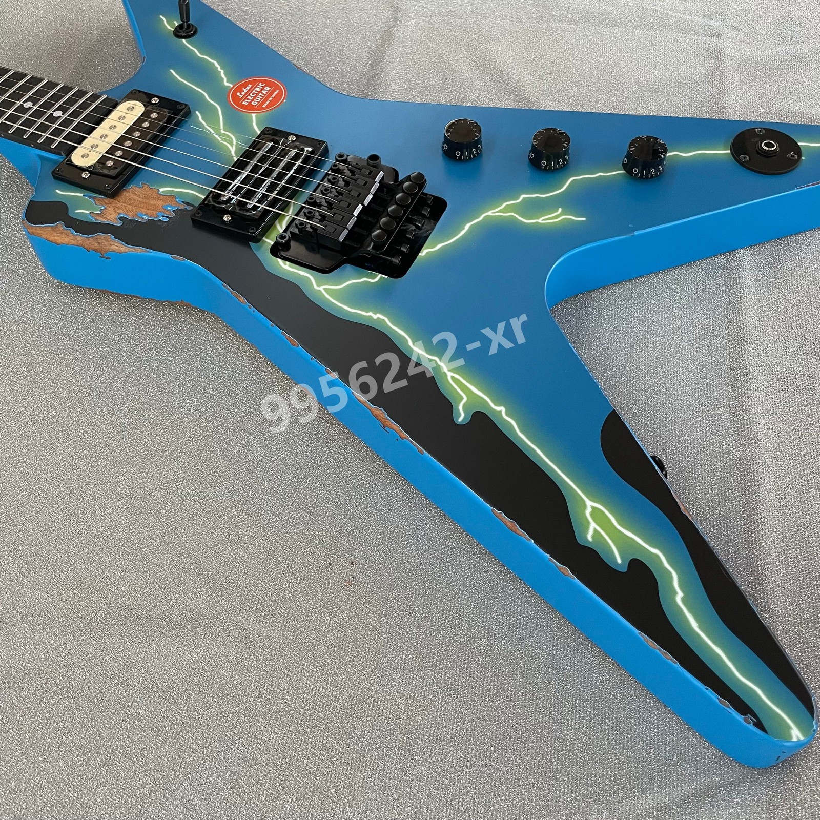 Vintage Dimebag Darrell Rebel HH Pickup FR Bridge Rosewood Freteboard Blue
