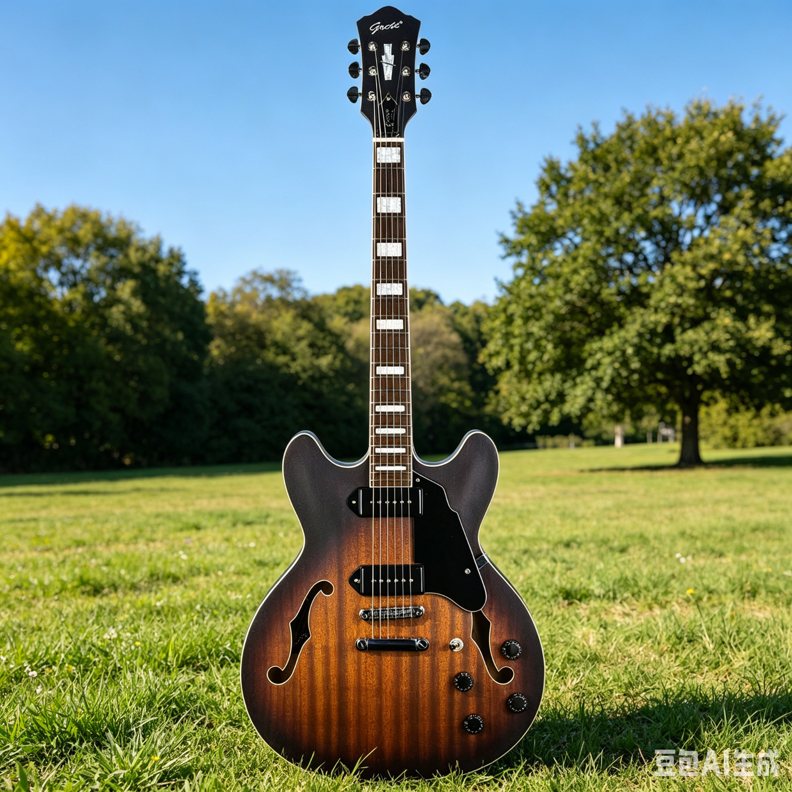 Matte Semi-Hollow Electric Guitar with p90 Pickups jazz Blues Guitar
