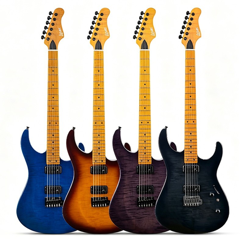 24-Fret Basswood Body Electric Guitar with Tiger Maple Veneer