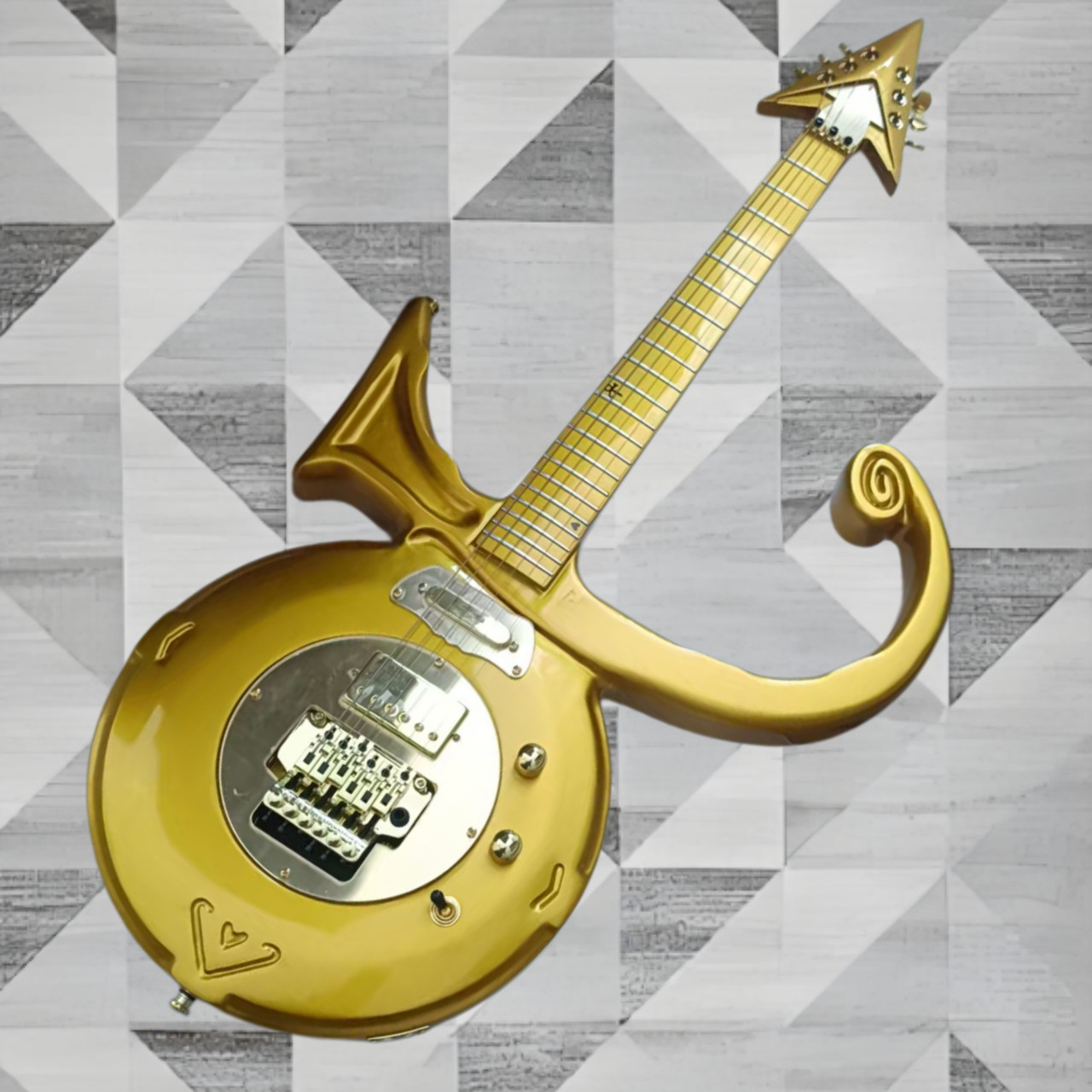 US Ship Authentic Prince “Love Symbol” Guitar – Gold Finish, Maple Neck