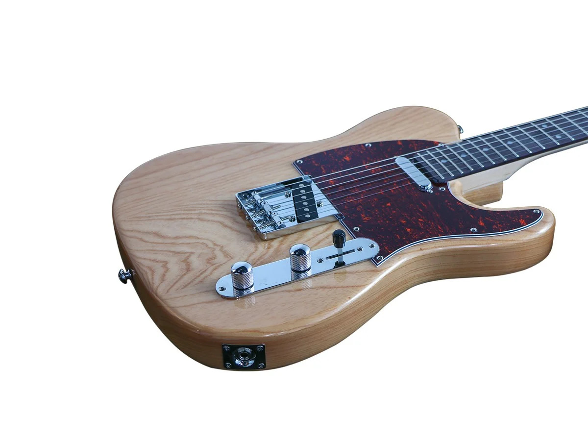 Monoprice Retro DLX Plus Solid Ash Electric Guitar – Natural, With Gig Bag