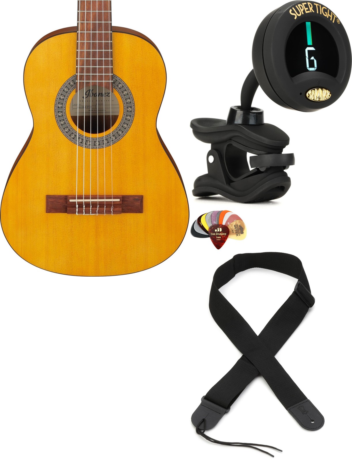 Ibanez GA1OAM + Snark ST-8 + Dunlop PVP101 + Levy’s M8POLYA-BLK Value Bundl