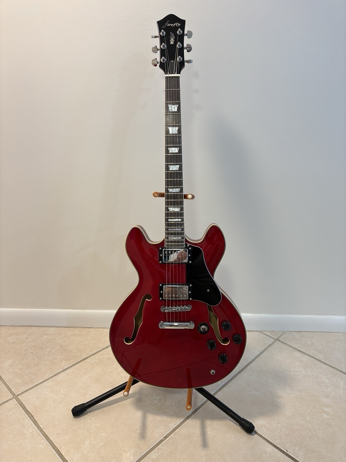 Firefly Full Size Hollow body Electric Guitar In transparent red (original 2018)