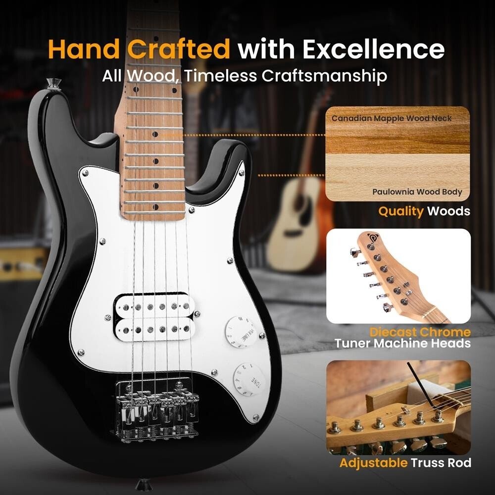 Pyle 6-String Kids Electric Guitar w/ Accessory Kit & Amplifier (Black)