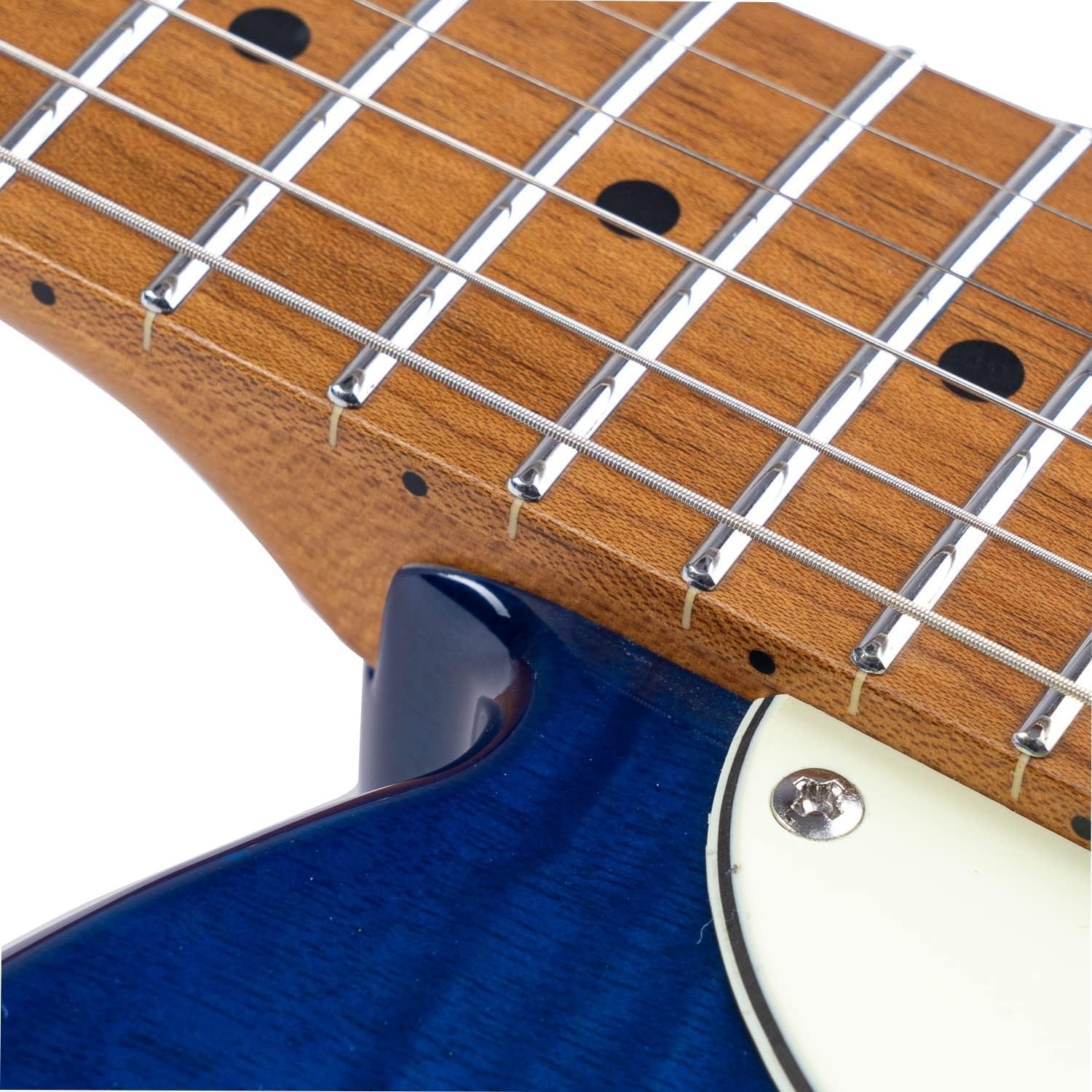 EART NK-C1 Electric Guitar Blue Flame Maple Roasted Neck Alnico Pickups 22 Frets