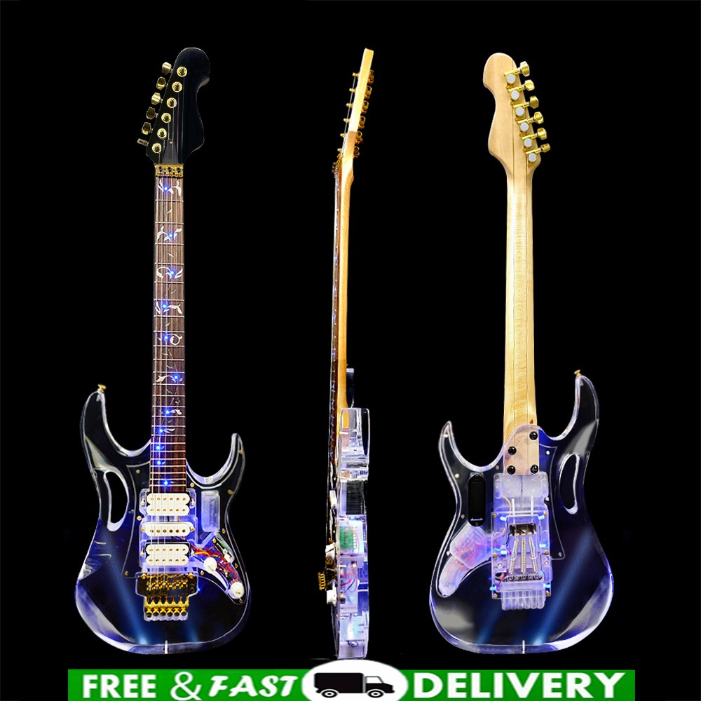 LED Light Electric Guitar Maple neck Acrylic Body Crystal Guitar Sweet Sound new