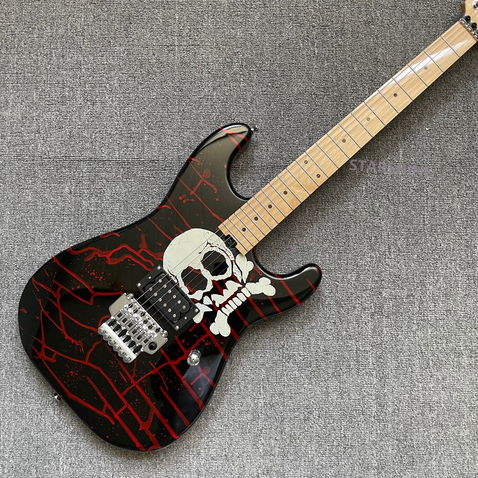 Hot sale soild body Blood&Skull Graphic Electric Guitar H Pickup FR Bridge