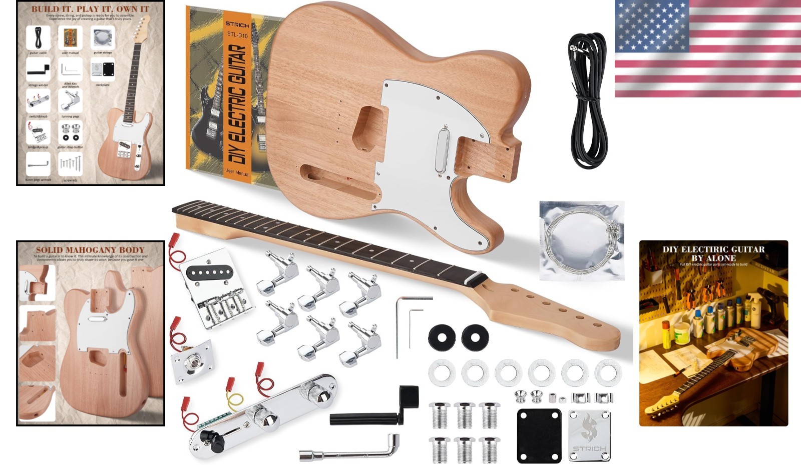Easy Assembly DIY Electric Guitar Kit, All Parts Included