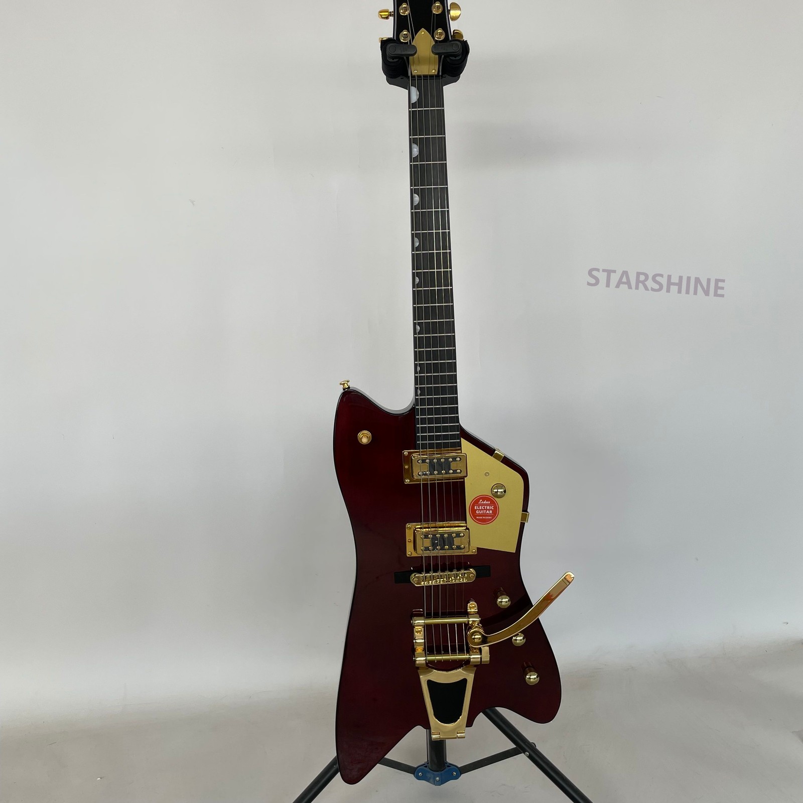 Hot sale Billy Bo Diddley electric guitar red soild body unqiue shape free ship