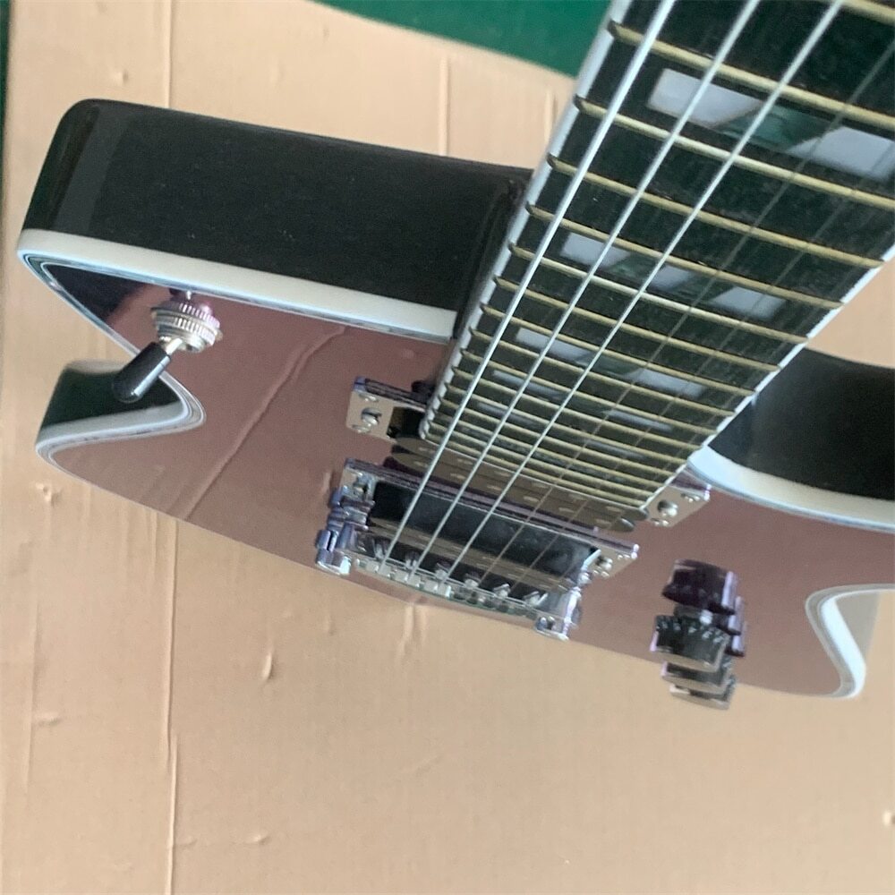 Purple Mirror Electric Guitar Pickguard Abalone Body Binding Chrome Hardware