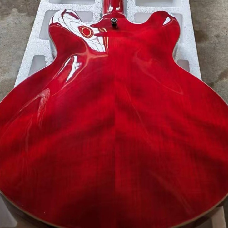 335-style Semi-hollow Cherry Red Jazz Electric Guitar HH Pickups 6Strings ShipUS