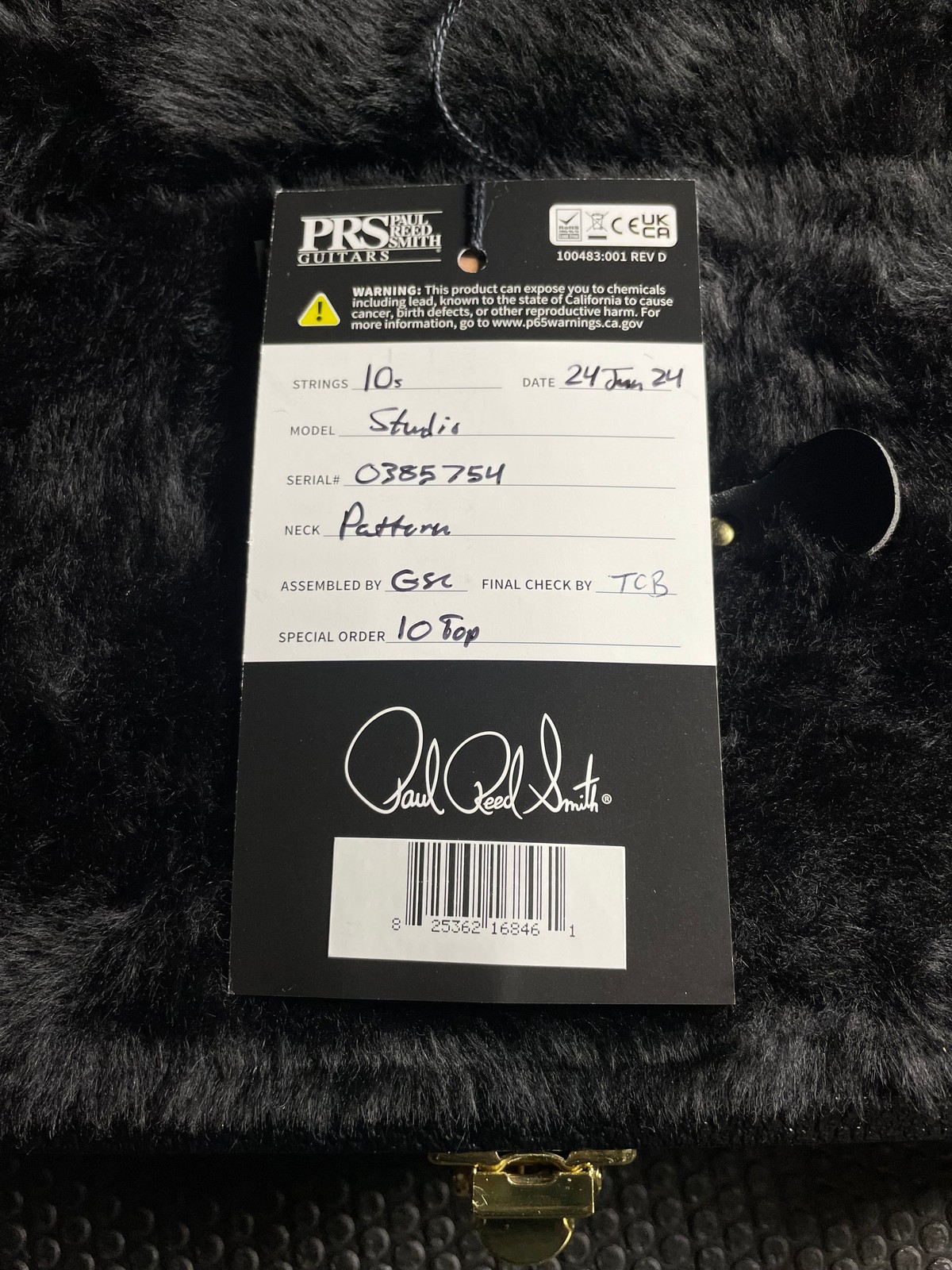 PRS Core Studio, 10-Top 58/15 Pickups – Charcoal Burst