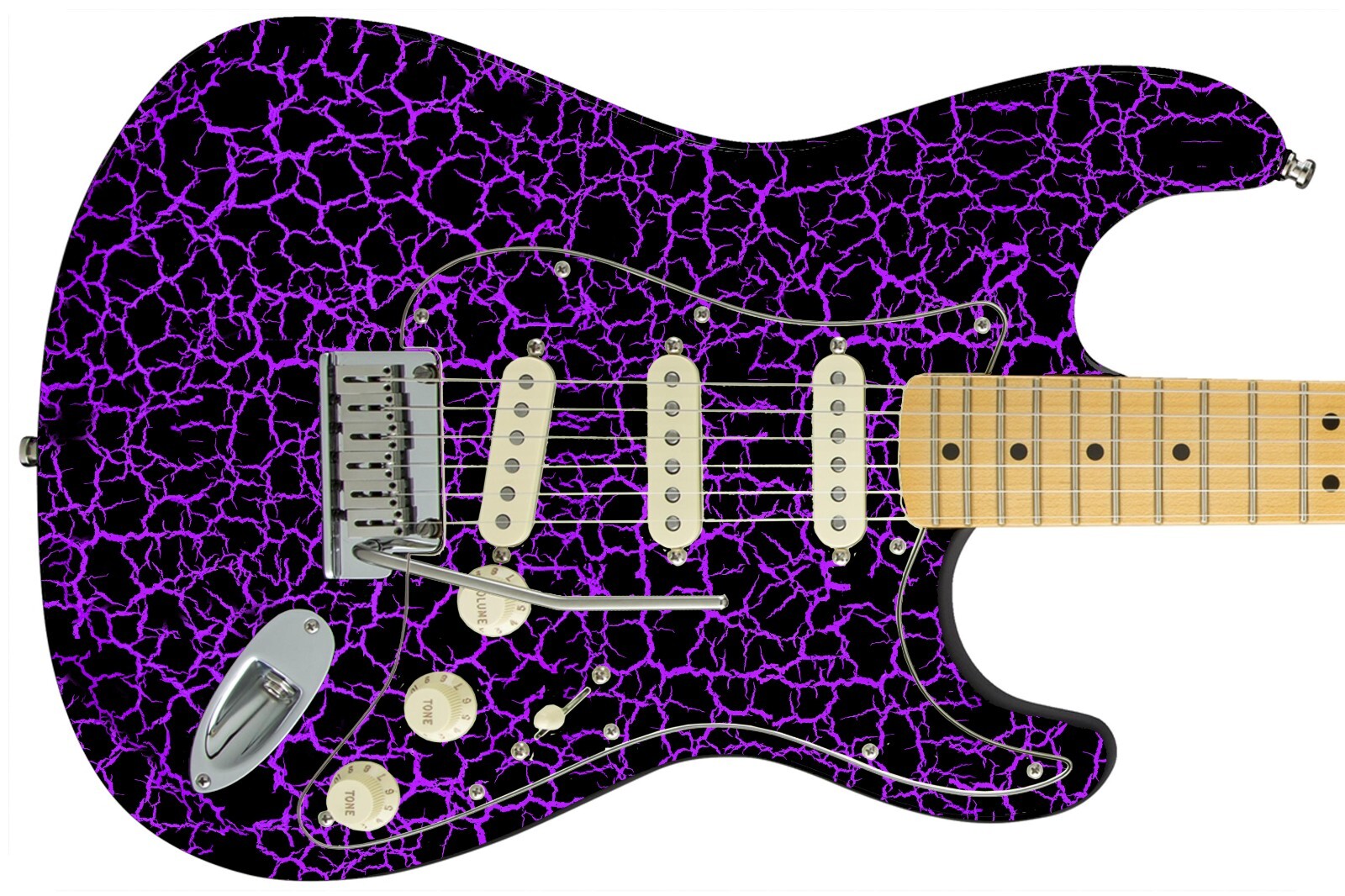 Guitar Wrap Skin Axe Re-Skin Iconic 80’s 6 Volt Crackle Back in Black 1219