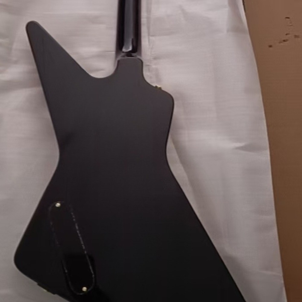 No Brand Custom X‑Plorer Gloss Black Electric Guitar Gold Hardware 22Fret ShipUS