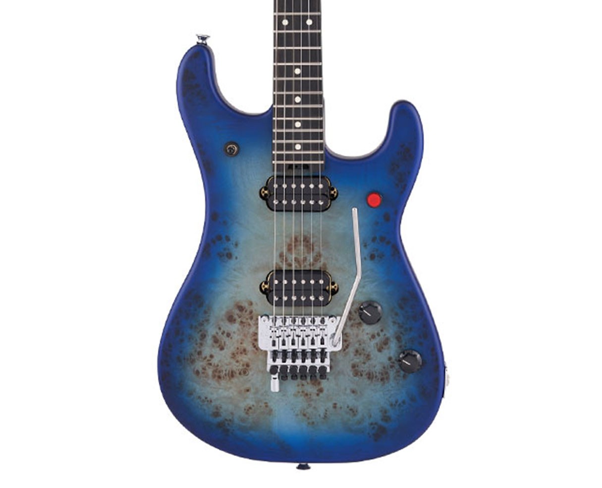 EVH 5150 Series Deluxe Poplar Burl Electric Guitar – Aqua Burst w/ Ebony FB