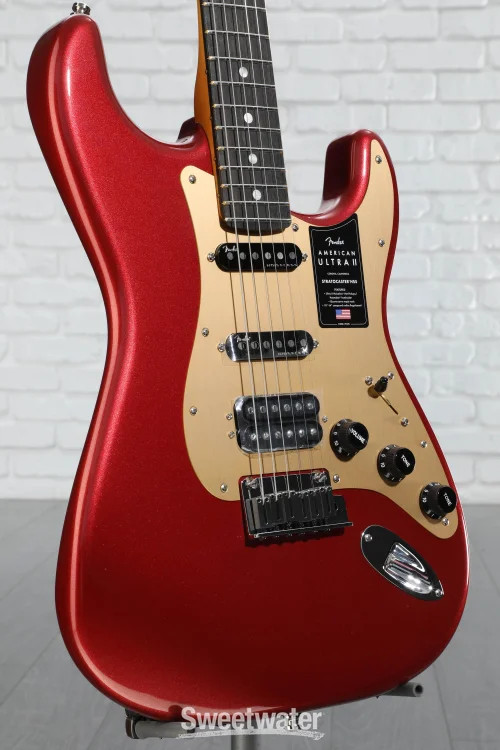 Fender American Ultra II Stratocaster HSS Electric Guitar – Sinister Red, Ebony