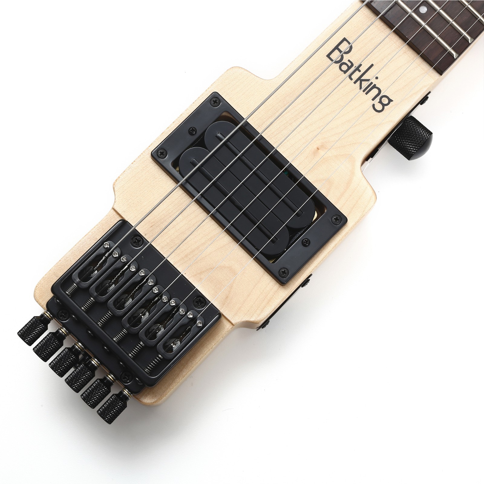 Batking Mini Travel Guitar Electric Headless Guitar Brass Fix Bridge with Gigbag