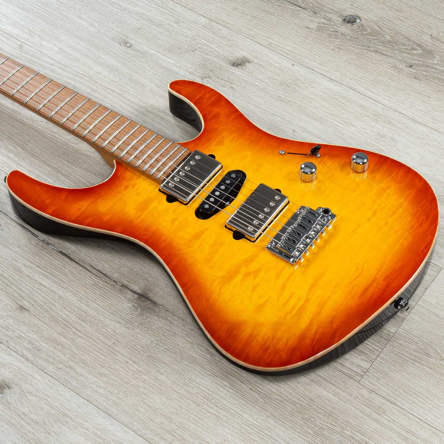 Suhr Custom Modern HSH Guitar, 5A Roasted Birdseye Maple Fretboard, Suhr Burst