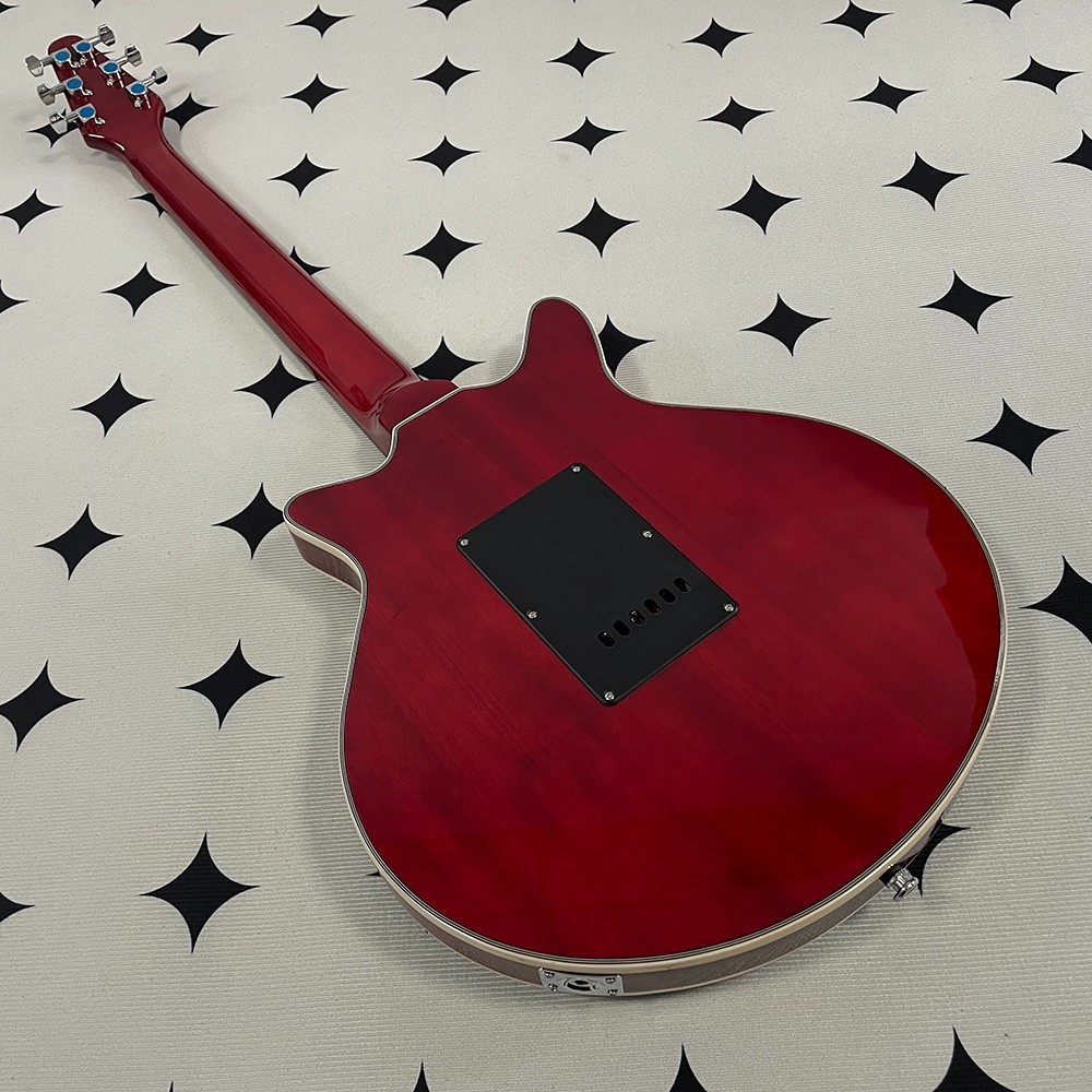 High-quality electric guitar; mahogany body and neck; stainless steel frets