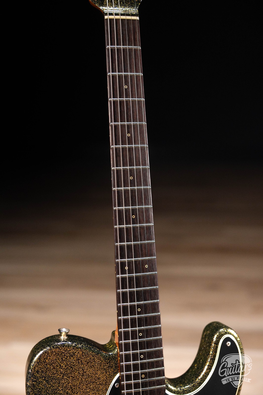 Shabat Lion Special Mahogany Body w/ P-90s & Flame Maple Neck–Gold/Black Sparkle