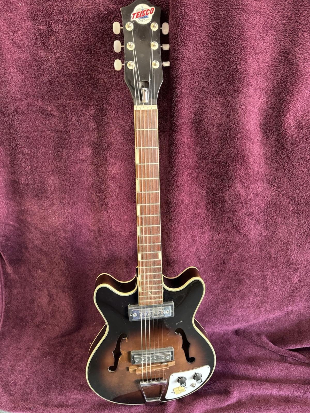Electric Guitar TEISCO Del Rey EP-7 Model Semi Hollow Tobacco Burst Rare Color !