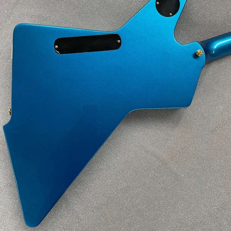 High Quality Solid Electric Gloss Blue Guitar Rounded Fret Edge Gold Hardware