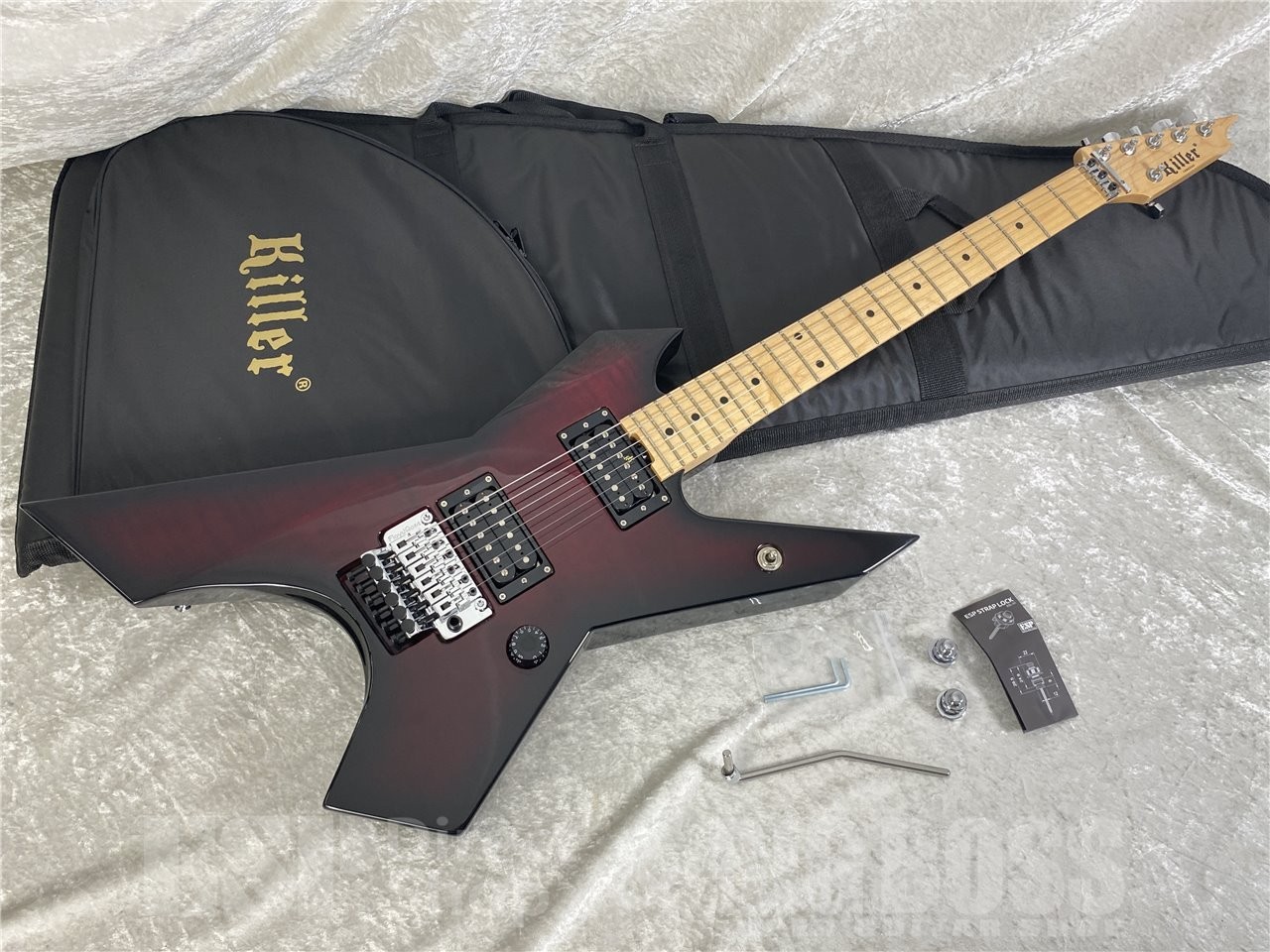 Killer KG-Exploder II Flame Top Wine Red Electric Guitar w/ Case and Accessories