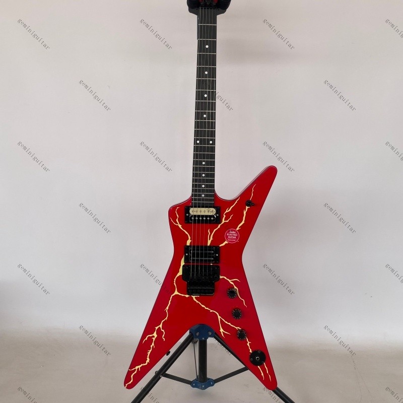 solid Dimebag electric guitar red Lightning tremolo bridge Rounded fret Edge
