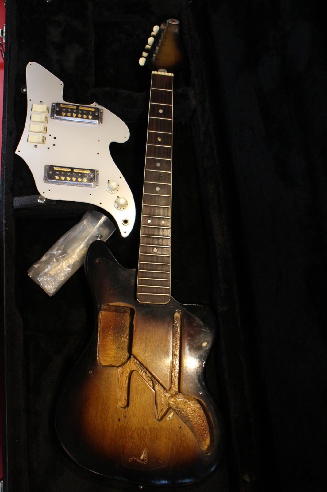 USED Zenon ES-70 Offset Style Electric Guitar Body & Neck Gold Foil GT368 230810