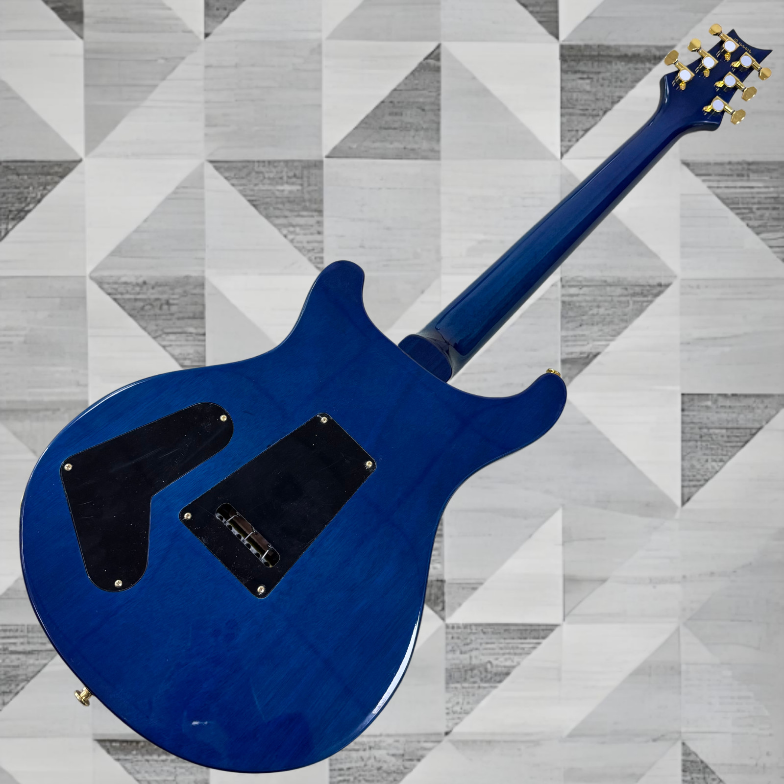 US Ship Metallic Blue Electric Guitar Abalone Dragon Inlay Graphic Gold Hardware