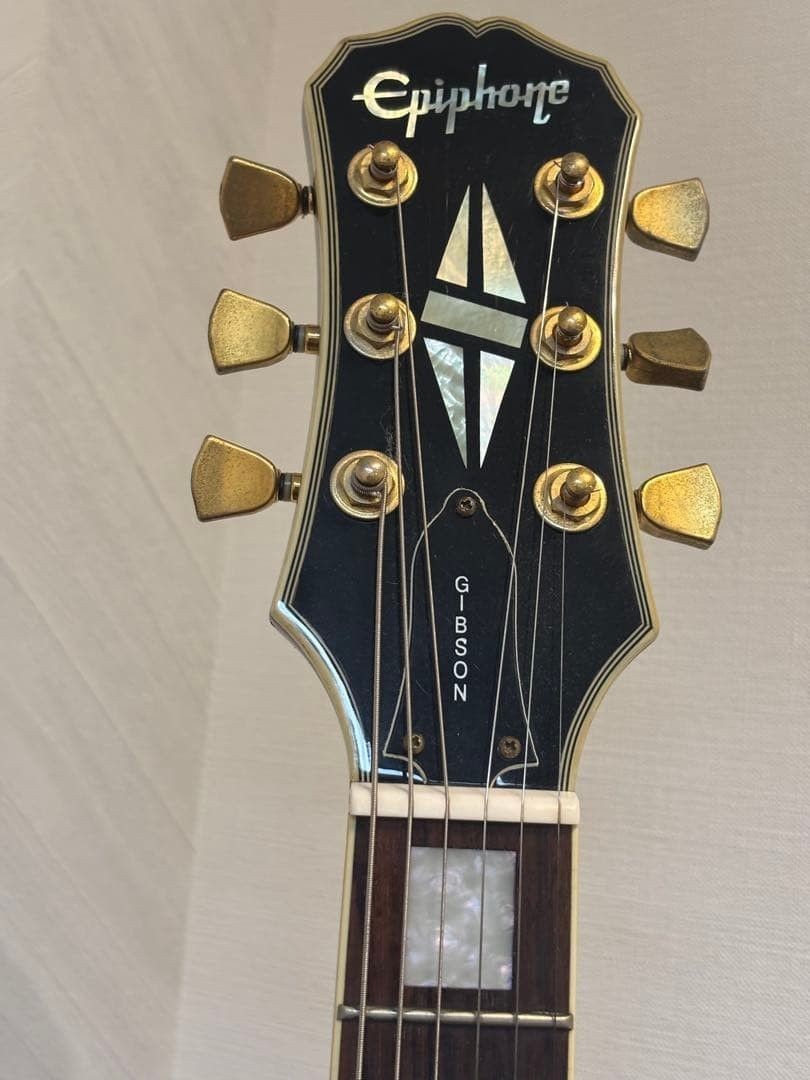Epiphone Les Paul Custom Electric Guitar Black, Gold Parts, Block Inlay