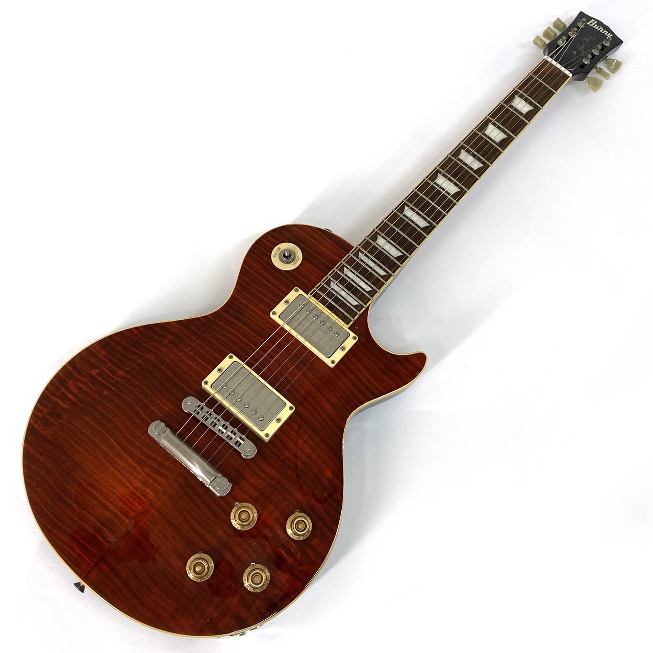 [Burny] LSD-55N See-Through Red Les Paul type Electric Guitar Used From Japan
