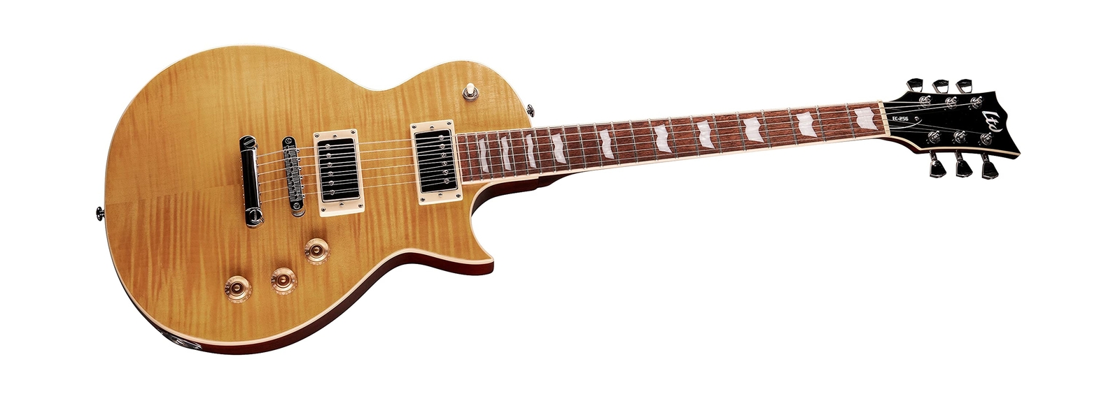ESP 6 String LTD EC-256FM Electric Guitar, Vintage Natural, Right, (LEC256VN)