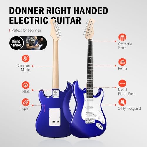 Donner 39in Electric Guitar Kit Purple Sapphire Blue